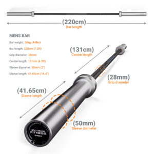 EXTREME FITNESS 7FT OLYMPIC BARBELL 20KG – BLACK AND CHROME