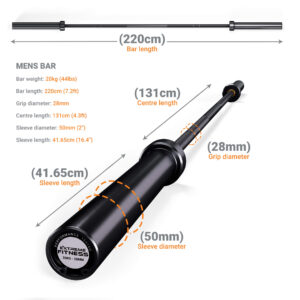 THE EXTREME FITNESS 7FT OLYMPIC BARBELL 20KG – BLACK
