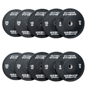 EXTREME FITNESS BLACK RUBBER BUMPER PLATES