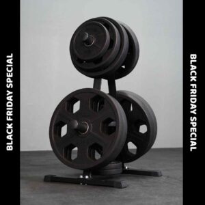 Extreme Fitness Six Shooter Rubber Olympic Weight Plates 157.5kg Set With Rack