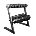 5 sets of hex rubber dumbbells with storage rack