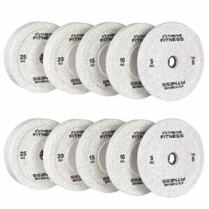 EXTREME FITNESS IMPACT RUBBER BUMPER PLATES WHITE EDITION