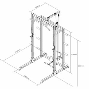 EXTREME FITNESS HALF RACK WITH PULLEY SYSTEM AND STORAGE