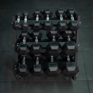 EXTREME FITNESS HEX DUMBBELLS + 3 TIER RACK