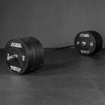 Black Bumper 150kg set with 7ft Olympic Bar